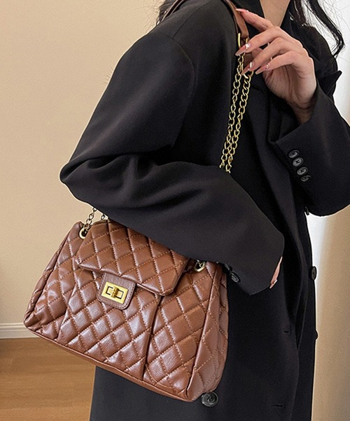 NANEA(ナネア)の「キルティングチェーントートバッグ(トートバッグ・レディース・ブラック/ブラウン/ベージュ・フリー)」の1枚目の写真