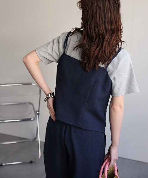 ap retro（アプレトロ）の「【セットアップ対応】フロントボタン麻ライクビスチェ/キャミソール《動画あり》（ベスト・レディース・ネイビー/アイボリー/ベージュ・FREE）」の8枚目の写真