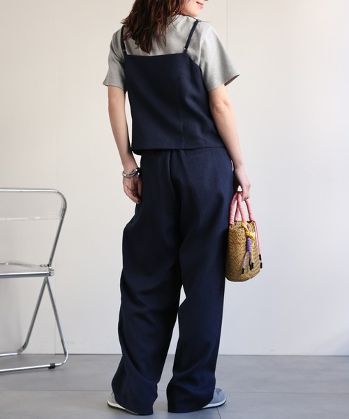 ap retro（アプレトロ）の「【セットアップ対応】フロントボタン麻ライクビスチェ/キャミソール《動画あり》（ベスト・レディース・ネイビー/アイボリー/ベージュ・FREE）」の5枚目の写真