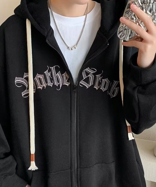 NOWLE(ノウル)の「【NOWLE】ビッグシルエット フロントロゴ ジップ パーカー(パーカー・メンズ・グレー/アイボリー/ブラック・MEDIUM/LARGE/X-LARGE)」の17枚目の写真