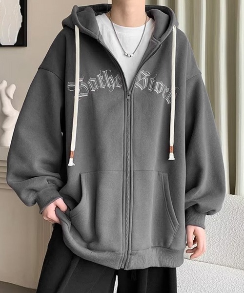 NOWLE(ノウル)の「【NOWLE】ビッグシルエット フロントロゴ ジップ パーカー(パーカー・メンズ・グレー/アイボリー/ブラック・MEDIUM/LARGE/X-LARGE)」の22枚目の写真