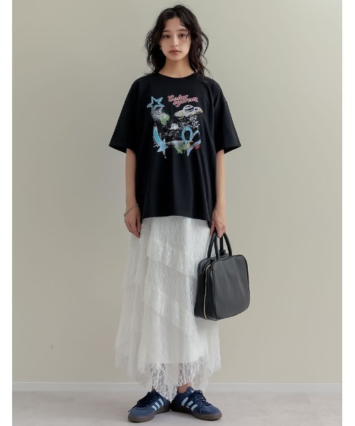 Re:EDIT（リエディ）の「[低身長サイズ有]レースティアードアシンメトリーフリルスカート（スカート・レディース・ブラック/ホワイト・SHORT/MEDIUM/LARGE）」の9枚目の写真