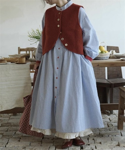 Dream garden(ドリームガーデン)の「バンドカラーギンガムシャツワンピース(シャツワンピース・レディース・グレー/ブルー・L/XL/2XL/M)」の17枚目の写真