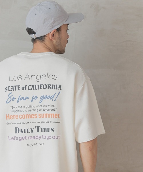 BAYFLOW（ベイフロー）の「HAPPYニット半袖Tシャツ（Tシャツ/カットソー・メンズ・チャコール/ピンク/ホワイト/ブルーグリーン・MEDIUM/LARGE）」の2枚目の写真