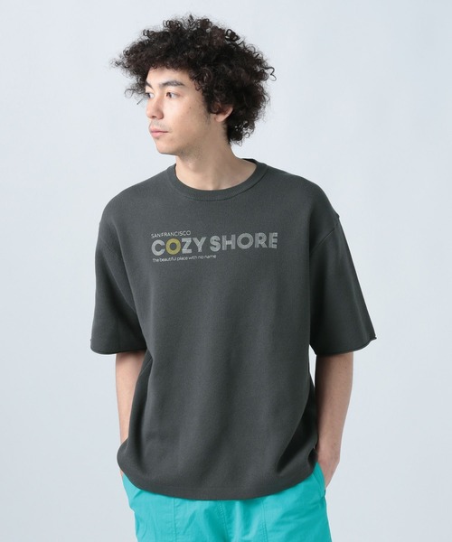 BAYFLOW（ベイフロー）の「HAPPYニット半袖Tシャツ（Tシャツ/カットソー・メンズ・チャコール/ピンク/ホワイト/ブルーグリーン・MEDIUM/LARGE）」の3枚目の写真