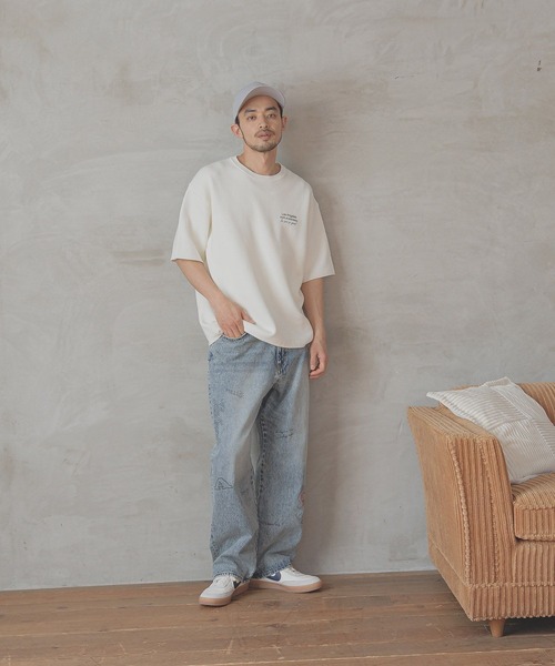 BAYFLOW（ベイフロー）の「HAPPYニット半袖Tシャツ（Tシャツ/カットソー・メンズ・チャコール/ピンク/ホワイト/ブルーグリーン・MEDIUM/LARGE）」の9枚目の写真