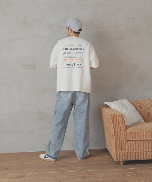 BAYFLOW（ベイフロー）の「HAPPYニット半袖Tシャツ（Tシャツ/カットソー・メンズ・チャコール/ピンク/ホワイト/ブルーグリーン・MEDIUM/LARGE）」の8枚目の写真