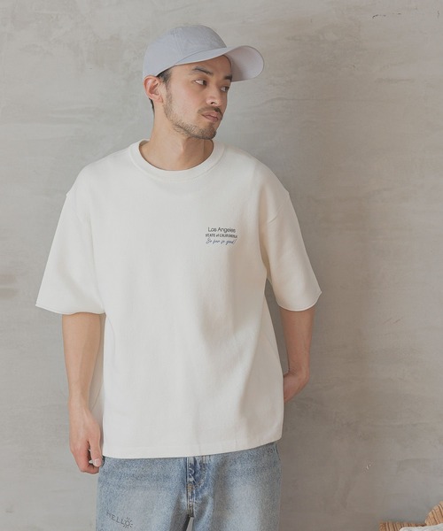 BAYFLOW（ベイフロー）の「HAPPYニット半袖Tシャツ（Tシャツ/カットソー・メンズ・チャコール/ピンク/ホワイト/ブルーグリーン・MEDIUM/LARGE）」の7枚目の写真
