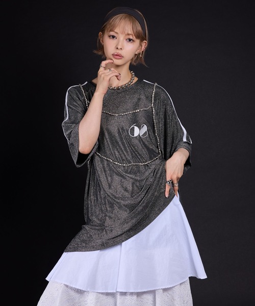 tシャツ 「最上もが」ユニフォームラメTシャツ レディース bohmal tシャツ 「最上もが着用」ユニフォームラメTシャツ