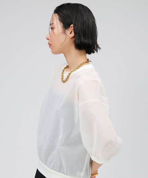 BABYLONE（バビロン）の「シアーペーパークロスプルオーバー（ニット/セーター・レディース・ホワイト/グレイッシュベージュ/ブラック・フリー）」の6枚目の写真
