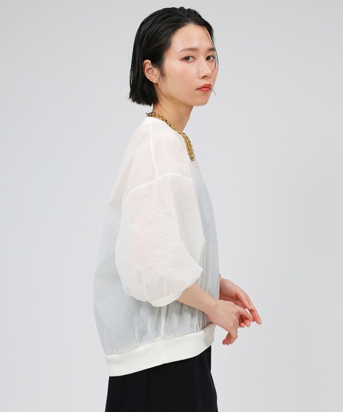 BABYLONE（バビロン）の「シアーペーパークロスプルオーバー（ニット/セーター・レディース・ホワイト/グレイッシュベージュ/ブラック・フリー）」の7枚目の写真