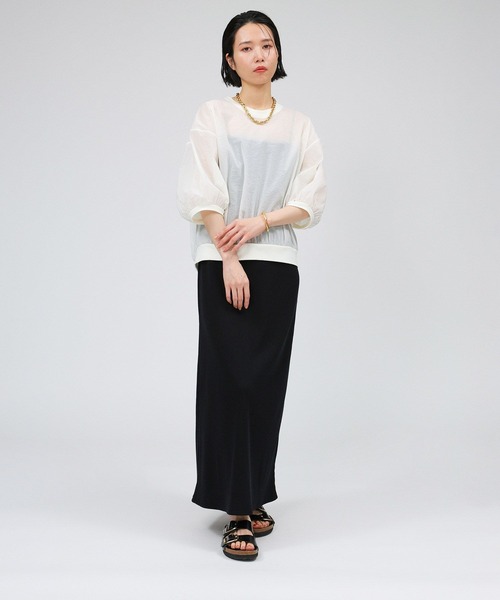 BABYLONE（バビロン）の「シアーペーパークロスプルオーバー（ニット/セーター・レディース・ホワイト/グレイッシュベージュ/ブラック・フリー）」の10枚目の写真