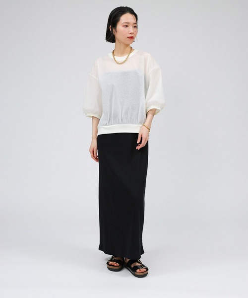 BABYLONE（バビロン）の「シアーペーパークロスプルオーバー（ニット/セーター・レディース・ホワイト/グレイッシュベージュ/ブラック・フリー）」の11枚目の写真