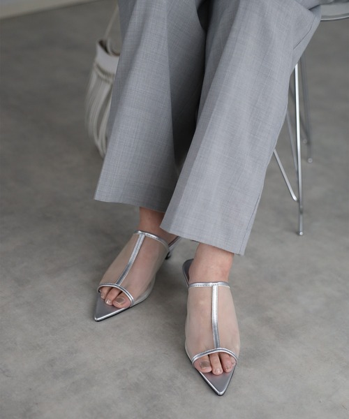 Bonjour Sagan（ボンジュールサガン）の「メッシュミュールサンダル（サンダル・レディース・シルバー/ブラック・S/L/M）」の2枚目の写真