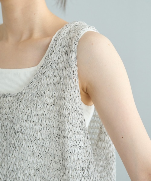 PUAL CE CIN（ピュアルセシン）の「ミックステープヤーンビスチェ（ベスト・レディース・グレー/アイボリー・FREE）」の10枚目の写真