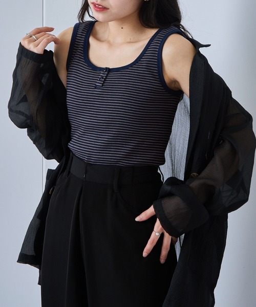 Healthknit(ヘルスニット)の「【Healthknit】丸胴リブヘンリーネックタンクトップ HR25S-L202(タンクトップ・レディース・ミント/パープル/ネイビー/チャコールグレー/ホワイト・FREE)」の20枚目の写真