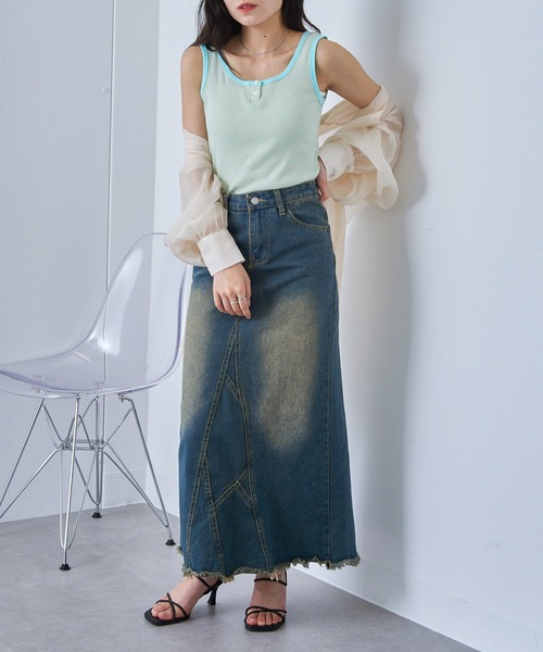 Healthknit(ヘルスニット)の「【Healthknit】丸胴リブヘンリーネックタンクトップ HR25S-L202(タンクトップ・レディース・ミント/パープル/ネイビー/チャコールグレー/ホワイト・FREE)」の16枚目の写真
