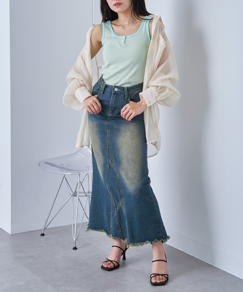 Healthknit(ヘルスニット)の「【Healthknit】丸胴リブヘンリーネックタンクトップ HR25S-L202(タンクトップ・レディース・ミント/パープル/ネイビー/チャコールグレー/ホワイト・FREE)」の17枚目の写真