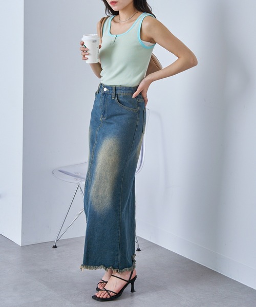 Healthknit(ヘルスニット)の「【Healthknit】丸胴リブヘンリーネックタンクトップ HR25S-L202(タンクトップ・レディース・ミント/パープル/ネイビー/チャコールグレー/ホワイト・FREE)」の18枚目の写真