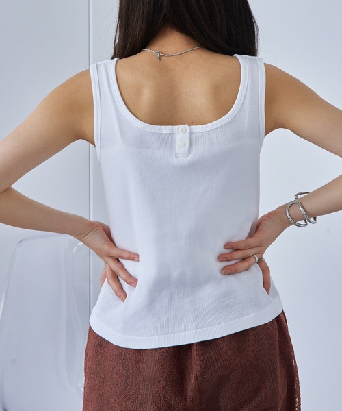セール】【Healthknit】丸胴リブヘンリーネックタンクトップ