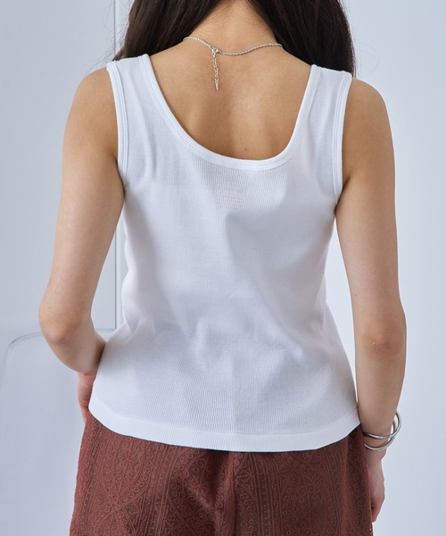 Healthknit(ヘルスニット)の「【Healthknit】丸胴リブヘンリーネックタンクトップ HR25S-L202(タンクトップ・レディース・ミント/パープル/ネイビー/チャコールグレー/ホワイト・FREE)」の8枚目の写真