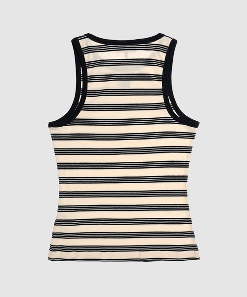 Striped Soft Cotton Rib Tank Top（タンクトップ）｜GANNI（ガニー