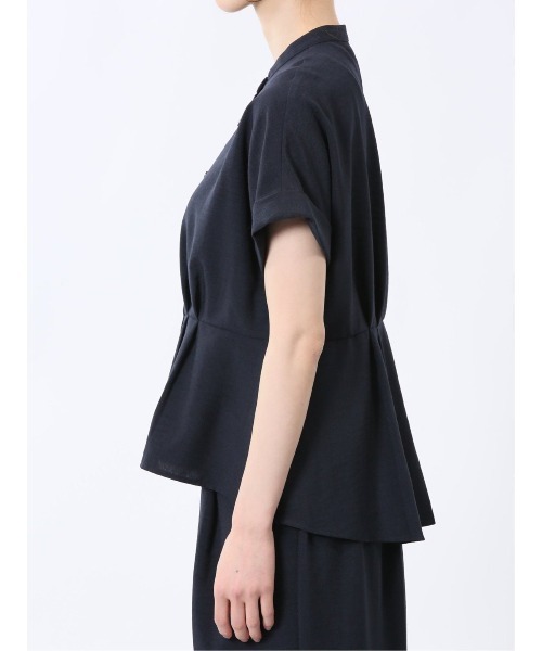 m.f.editorial(エムエフエディトリアル)の「【マシンウォッシャブル】m.f.エディトリアル レディース 麻調合繊 ウォッシャブル バンドカラー 半袖ブラウス(セットアップ可能)(シャツ/ブラウス・レディース・ネイビー/ライトグレー/ライトグリーン・MEDIUM/LARGE)」の16枚目の写真