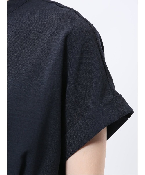 m.f.editorial(エムエフエディトリアル)の「【マシンウォッシャブル】m.f.エディトリアル レディース 麻調合繊 ウォッシャブル バンドカラー 半袖ブラウス(セットアップ可能)(シャツ/ブラウス・レディース・ネイビー/ライトグレー/ライトグリーン・MEDIUM/LARGE)」の19枚目の写真