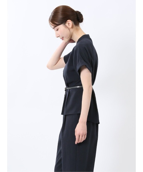 m.f.editorial(エムエフエディトリアル)の「【マシンウォッシャブル】m.f.エディトリアル レディース 麻調合繊 ウォッシャブル バンドカラー 半袖ブラウス(セットアップ可能)(シャツ/ブラウス・レディース・ネイビー/ライトグレー/ライトグリーン・MEDIUM/LARGE)」の20枚目の写真