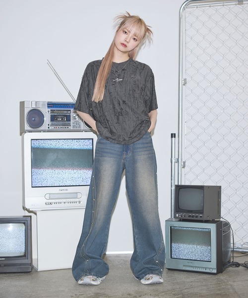 MSG(エムエスジー)の「オーバーサイズダメージロゴ刺繍カットソー【UNISEX】(Tシャツ/カットソー・メンズ・ブラック/カーキ/グレー・M/L)」の15枚目の写真