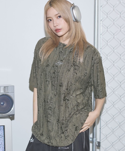 MSG(エムエスジー)の「オーバーサイズダメージロゴ刺繍カットソー【UNISEX】(Tシャツ/カットソー・メンズ・ブラック/カーキ/グレー・M/L)」の18枚目の写真