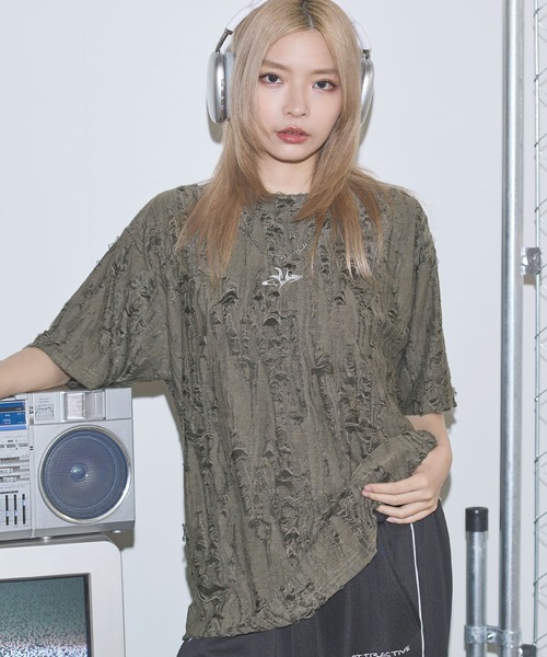 MSG(エムエスジー)の「オーバーサイズダメージロゴ刺繍カットソー【UNISEX】(Tシャツ/カットソー・メンズ・ブラック/カーキ/グレー・M/L)」の20枚目の写真