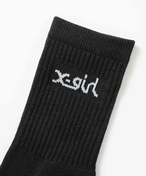 X-girl（エックスガール）の「LOGO 2P MIDDLE SOCKS（ソックス/靴下・レディース・マルチ・ONE SIZE）」の2枚目の写真