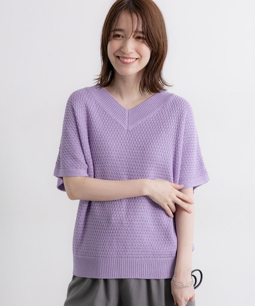 リントスル　ピラティススモーキーパープル Vネックラップトップス M 新品 WEB限定】《暖色美》裏起毛Vネックトップス | LAUTREAMONT（ロート