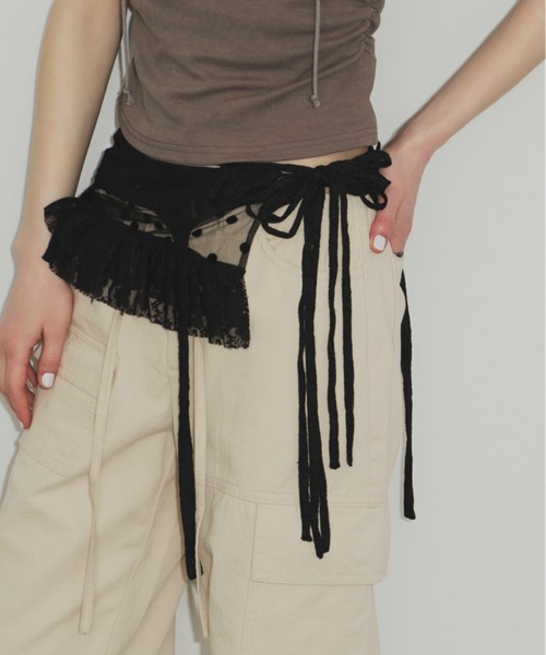 SHAGGIE（シャギー）の「ドットレースミニラップスカート（スカート・レディース・ブラック/ホワイト・FREE）」の3枚目の写真