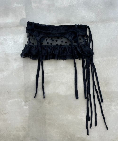 SHAGGIE（シャギー）の「ドットレースミニラップスカート（スカート・レディース・ブラック/ホワイト・FREE）」の8枚目の写真