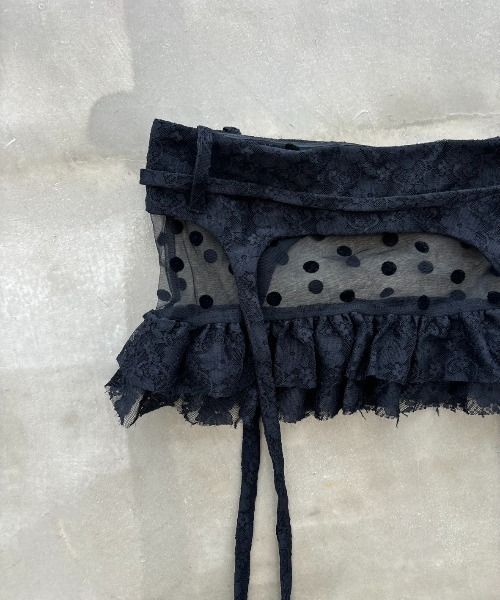 SHAGGIE（シャギー）の「ドットレースミニラップスカート（スカート・レディース・ブラック/ホワイト・FREE）」の9枚目の写真