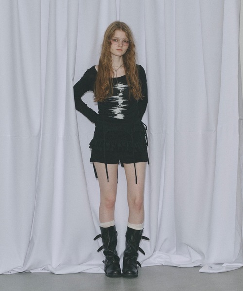 SHAGGIE（シャギー）の「ドットレースミニラップスカート（スカート・レディース・ブラック/ホワイト・FREE）」の13枚目の写真