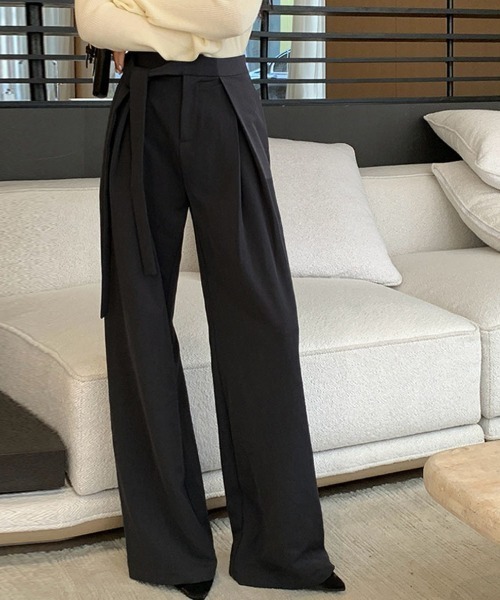 shoppinggo(ショッピングゴー)の「ワイドパンツ タックワイドパンツ(カーゴパンツ・レディース・ブラック系その他/グレー/ブラック/グレー系その他・L/M)」の2枚目の写真