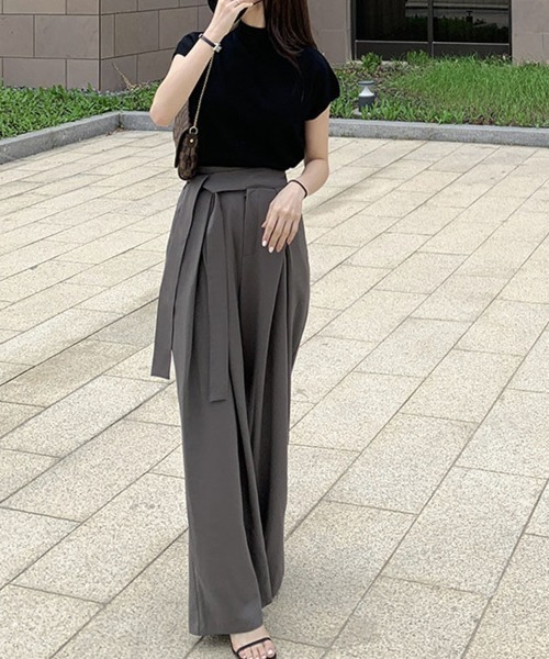 shoppinggo(ショッピングゴー)の「ワイドパンツ タックワイドパンツ(カーゴパンツ・レディース・ブラック系その他/グレー/ブラック/グレー系その他・L/M)」の7枚目の写真