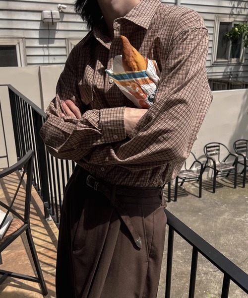 NOWLE（ノウル）の「【NOWLE】ダブルポケット レトロ チェック ボタンシャツ（シャツ/ブラウス・メンズ・タン・MEDIUM/LARGE/X-LARGE）」の17枚目の写真