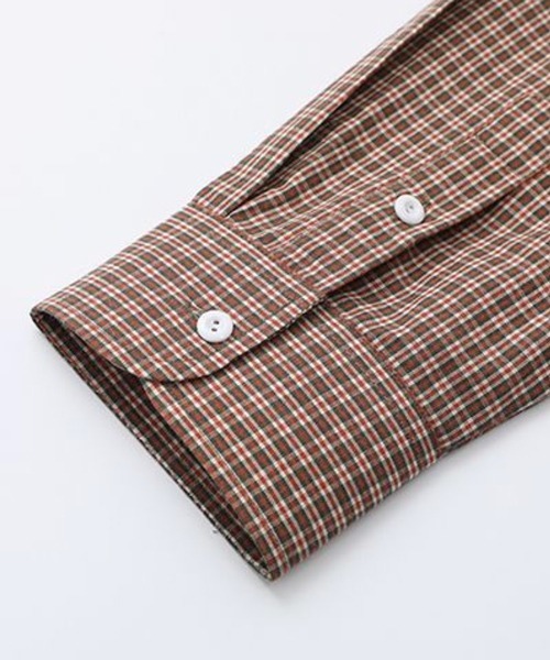 NOWLE（ノウル）の「【NOWLE】ダブルポケット レトロ チェック ボタンシャツ（シャツ/ブラウス・メンズ・タン・MEDIUM/LARGE/X-LARGE）」の4枚目の写真