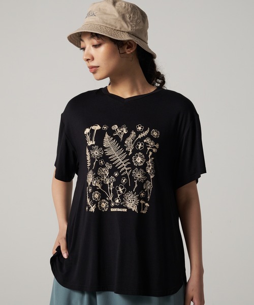 Eddie Bauer(エディーバウアー)の「Vネック チュニック Tシャツ(チュニック・レディース・ブラック/グレー/アイボリー・S/M/L/XL)」の10枚目の写真