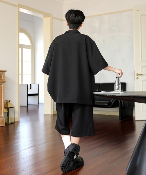 neos（ネオス）の「【neos】ルーズシルエット オープンカラー ハーフパンツ セットアップ（セットアップ・メンズ・ブラック・LARGE/MEDIUM）」の5枚目の写真