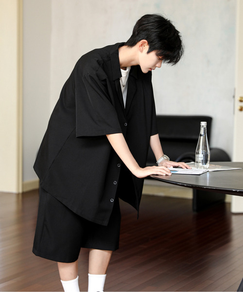 neos（ネオス）の「【neos】ルーズシルエット オープンカラー ハーフパンツ セットアップ（セットアップ・メンズ・ブラック・LARGE/MEDIUM）」の8枚目の写真