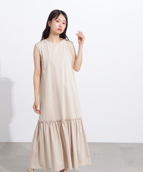 N.（N. Natural Beauty Basic）（エヌエヌナチュラルビューティーベーシック）の「【PS/低身長サイズ】ティアードカットワンピース（ワンピース・レディース・イエロー/ブラック/ベージュ・MEDIUM/P/S）」の6枚目の写真
