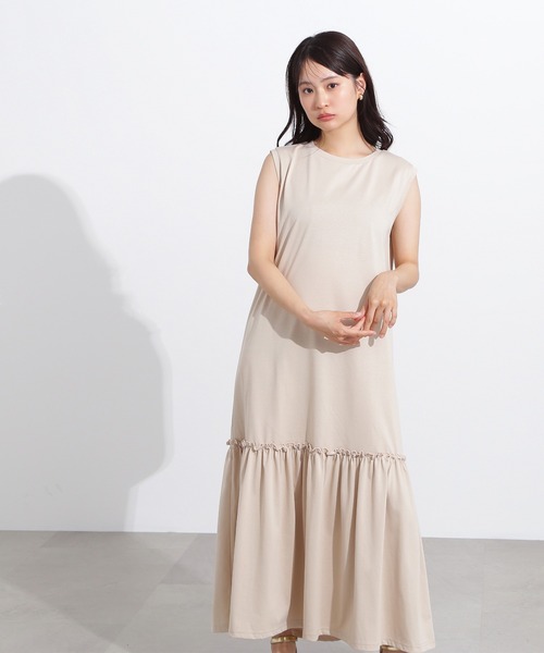 N.（N. Natural Beauty Basic）（エヌエヌナチュラルビューティーベーシック）の「【PS/低身長サイズ】ティアードカットワンピース（ワンピース・レディース・イエロー/ブラック/ベージュ・MEDIUM/P/S）」の8枚目の写真