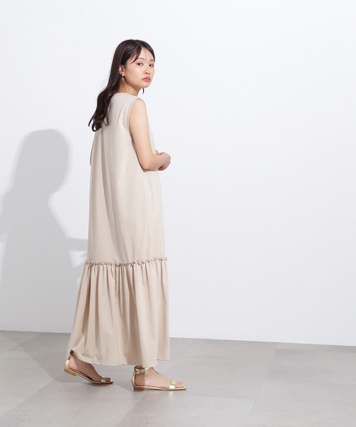 N.（N. Natural Beauty Basic）（エヌエヌナチュラルビューティーベーシック）の「【PS/低身長サイズ】ティアードカットワンピース（ワンピース・レディース・イエロー/ブラック/ベージュ・MEDIUM/P/S）」の9枚目の写真