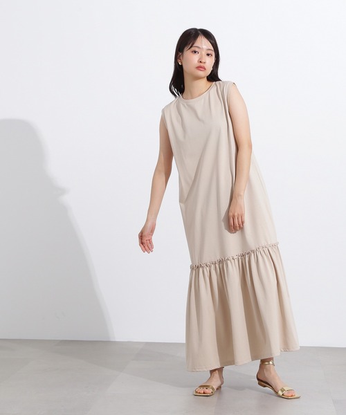 N.（N. Natural Beauty Basic）（エヌエヌナチュラルビューティーベーシック）の「【PS/低身長サイズ】ティアードカットワンピース（ワンピース・レディース・イエロー/ブラック/ベージュ・MEDIUM/P/S）」の10枚目の写真