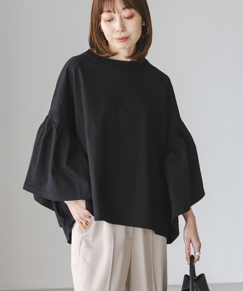 COGTHEBIGSMOKE（コグザビッグスモーク）の「《追加》COG THE BIGSMOKE/コグザビッグスモーク LAURA GATHERED SLV TOP（Tシャツ/カットソー・レディース・ホワイト/チャコールグレー/ブラック・FREE）」の10枚目の写真